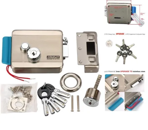 Upgrade Electric Door Lock with 6 Computerized Keys - Steel, Anti-Theft Security
