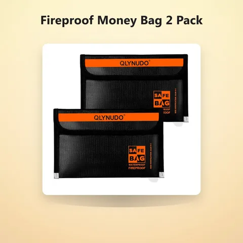 Fireproof Money Bag 2 Pack, Waterproof Document Pouch for Cash & Passport | 2...