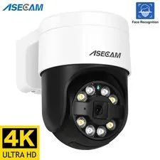 ASECAM 8MP 4K PTZ POE IP Camera Outdoor AI Face Detection Audio H.265