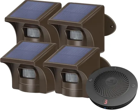 Solar Wireless Driveway Alarm System (1/2 Mile Range, 1 Receiver & 4 Solar Senso