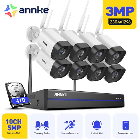 ANNKE 5MP 8CH NVR Wireless 3MP AI Security Camera System Two Way Audio Recording