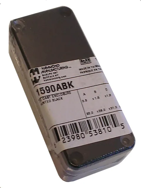Hammond 1590ABK Black Diecast Aluminum Enclosure - Inches (3.64" x 