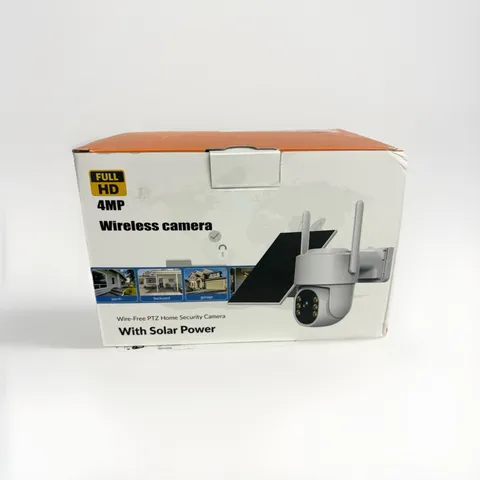 4MP Wireless Wire-Free PTZ Solar Security Camera, White, 2-Way Audio/Siren
