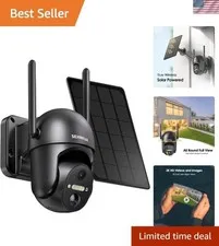 Solar Security Camera with 2K HD & PIR Motion Detection - 360° View, App Control