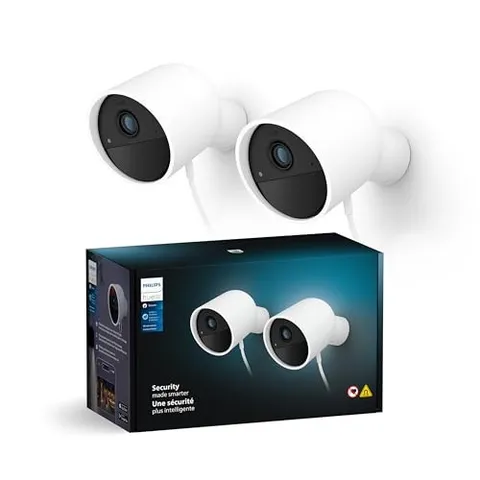 PHILIPS HUE SECURE WIRED CAMERA-2 PACK, 1080P RESOLUTION, 583765 - WHITE