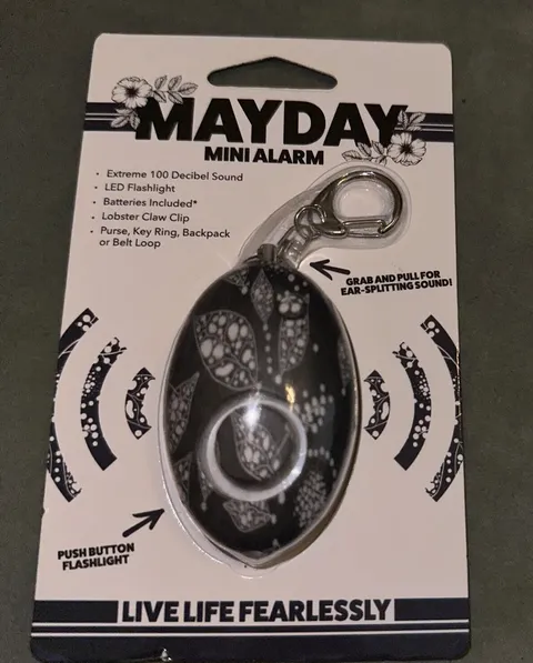 Mayday Mini Floral Gray Self Defense Keychain Personal Alarm Emergency Keyring