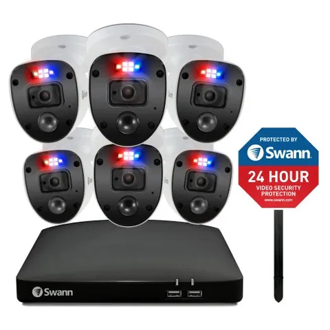 SWANN CODV8-46806YSL 6 CAMERA 8 CHANNEL 1080P HD DVR SECURITY CAMERA SYSTEM 1 TB
