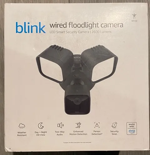 Blink Wired Floodlight Camera - Smart security camera, 2600 lumens, HD Black