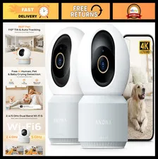 4K UHD Indoor Security Camera 360° Pan-Tilt, Dual-Band Wi-Fi, Auto-Tracking, 2-P