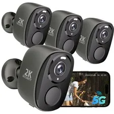 4PC 2.4G/5GHz WiFi Security Cameras Wireless Outdoor,2K Battery Home Security...