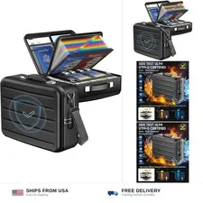 Fireproof Document Box with Lock, Hard-Shell Fireproof Safe for Home Document...