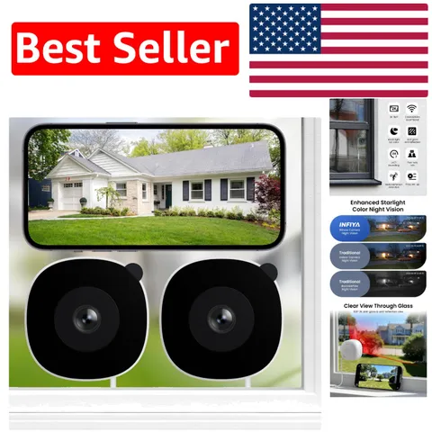 No Drill 2-Pack Security Cameras: Color Night Vision & AI Human Detection