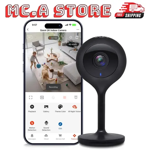 Geeni Look 2K 4MP Smart Indoor Security Camera 1440p Wi-Fi Baby Pet Monitor A...