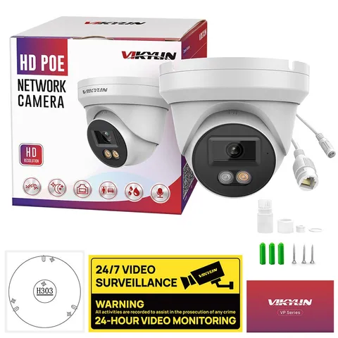 Vikylin 5MP POE Camera ONVIF Full Color IP Camera Dual Light Outdoor Indoor