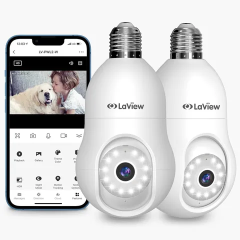 4MP Bulb Security Camera 2.4Ghz,360° 2K Security Cameras Wireless Outdoor Indoor