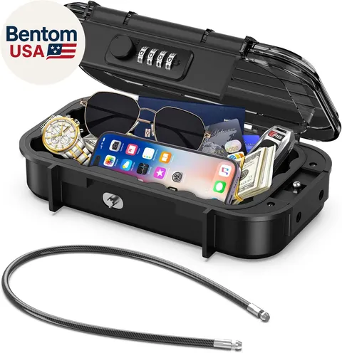 Portable Lock Box, Beach Security Box for Travel, Waterproof Lockable Box with R