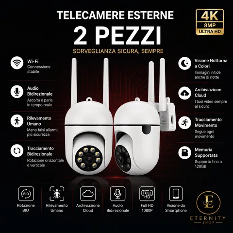 Outdoor WiFi Smart Camera: HD Camera, 4X Zoom, PTZ X2 App Control
