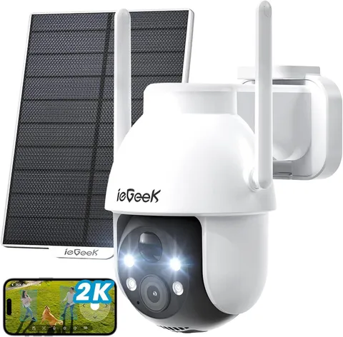 ieGeek Wireless Outdoor Security Cameras 2K Solar WiFi Camera for Home Security