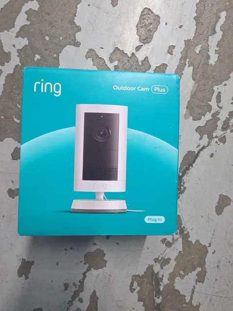 Ring Outdoor Cam Plus | Plug-In | 2K Video and Ring Vision Color Black. New