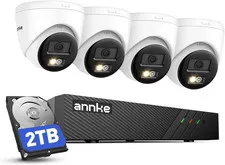 H500 3K 5MP Poe Security Camera System, 4X 3K 5MP Outdoor IP Cams, Red and Blue