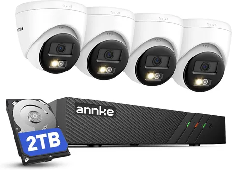 H500 3K 5MP Poe Security Camera System, 4X 3K 5MP Outdoor IP Cams, Red and Blue