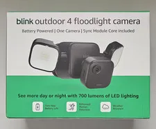 Blink Outdoor 4 Floodlight Camera Battery 1-Cam Kit w/ Sync Module Core