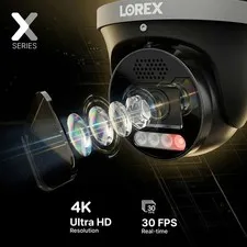 Lorex Connect X5 4K PoE Turret Camera with AI Color Night Vision - White/Black