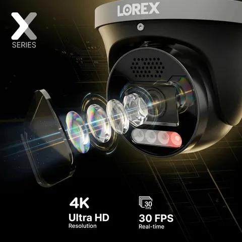 Lorex Connect X5 4K PoE Turret Camera with AI Color Night Vision - White/Black