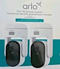 🔥 (2-PACK) Arlo 2K Pan Tilt Camera White Wired Plug-In Outdoor WiFi + 6Mo Plan
