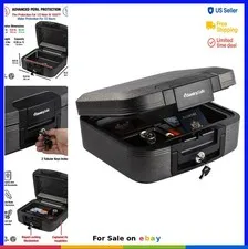 Fire Water Resistant Chest Safe with Key Lock 0.28 Cu Ft Small Valuables