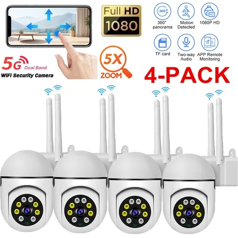 4 Pack Wireless 5G WiFi 1080P Security Camera System Smart Outdoor Night Vision