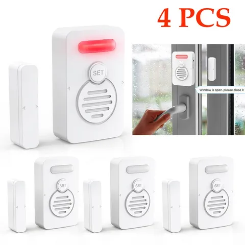 Entry Door Alarm Wireless Voice Windows Reminder Loud 90 dB for Home Security ×4
