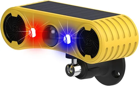 Solar Outdoor Motion Sensor Alarm,13 Sounds,Loud Noise Maker | Including Dog Bar