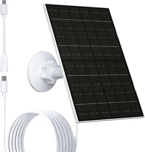 Solar Panel for Security Camera, 6W Micro USB & USB-C Solar Charger Compatible w
