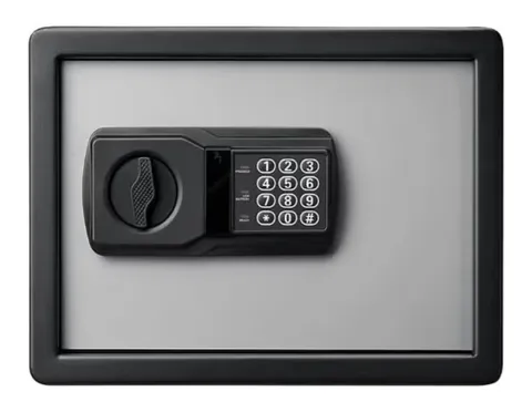 Fortress Personal Safe W/ Electronic Lock 3-8 Digit Combination +Key Black/Grey