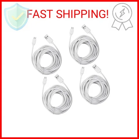 Smays 4-Pack 25ft Security Camera Micro USB Extension Cable Compatible for Wyze