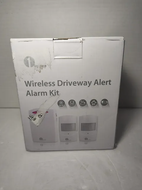 1byone Wireless Driveway Alarm Motion Sensor 1000FT Range 2 Sensors Open Box