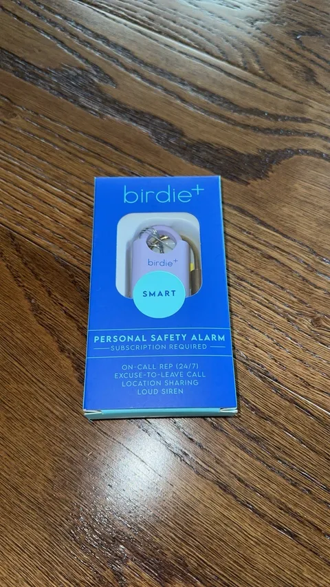 She's Birdie Birdie+ Indigo Personal Safety Alarm Brass Keyring Smart Features