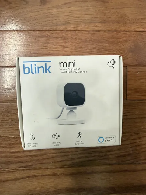 Blink Mini Compact indoor plug-in smart security camera 1080p HD, New/Sealed