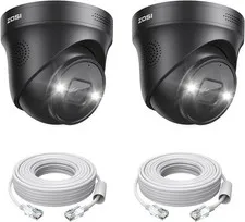ZOSI 2PK 4K PoE Security IP Camera Add-on Weatherproof Smart Sound&Light Alarm