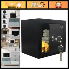 Small Steel Lock Box Safe with Key Security, 0.23 Cu Ft, Home & Office Storage