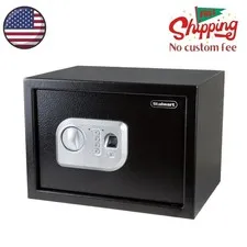 Electronic Safe and Fingerprint Lock Box for Valuables (Black)