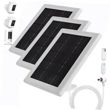 Ring Camera Solar Panel Charger, 5V.5W Solar Charger Compatible 3 3 Pack White