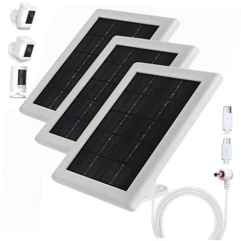 Ring Camera Solar Panel Charger, 5V.5W Solar Charger Compatible 3 3 Pack White