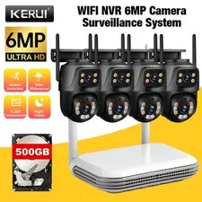 Security Camera System Outdoor Wireless Audio Wifi Home CCTV 6MP 8CH NVR 500GB