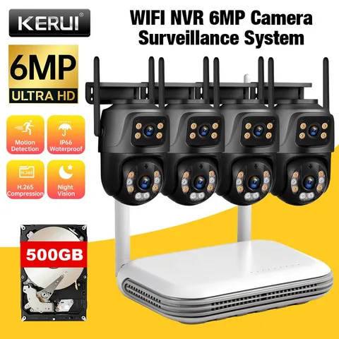 Security Camera System Outdoor Wireless Audio Wifi Home CCTV 6MP 8CH NVR 500GB