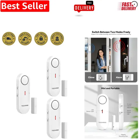 Easy-to-Install 2-in-1 Alarm and Chime for Kids & Home Protection - 3 Pack