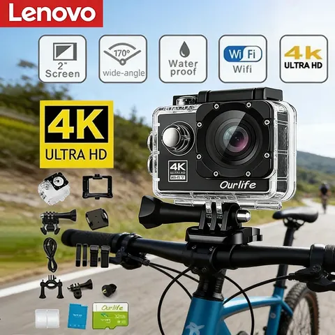 Lenovo Outdoor Skiing 4K WiFi Action Camera Video Recording 4K/30FPS 2.0"170D Un
