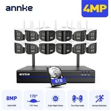 ANNKE 16CH NVR 4MP Dual Lens Color Wireless Security Camera System Two Way Audio