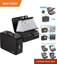 Multi-Layer Fireproof Document Storage Box with Combination Lock, 25 Pockets